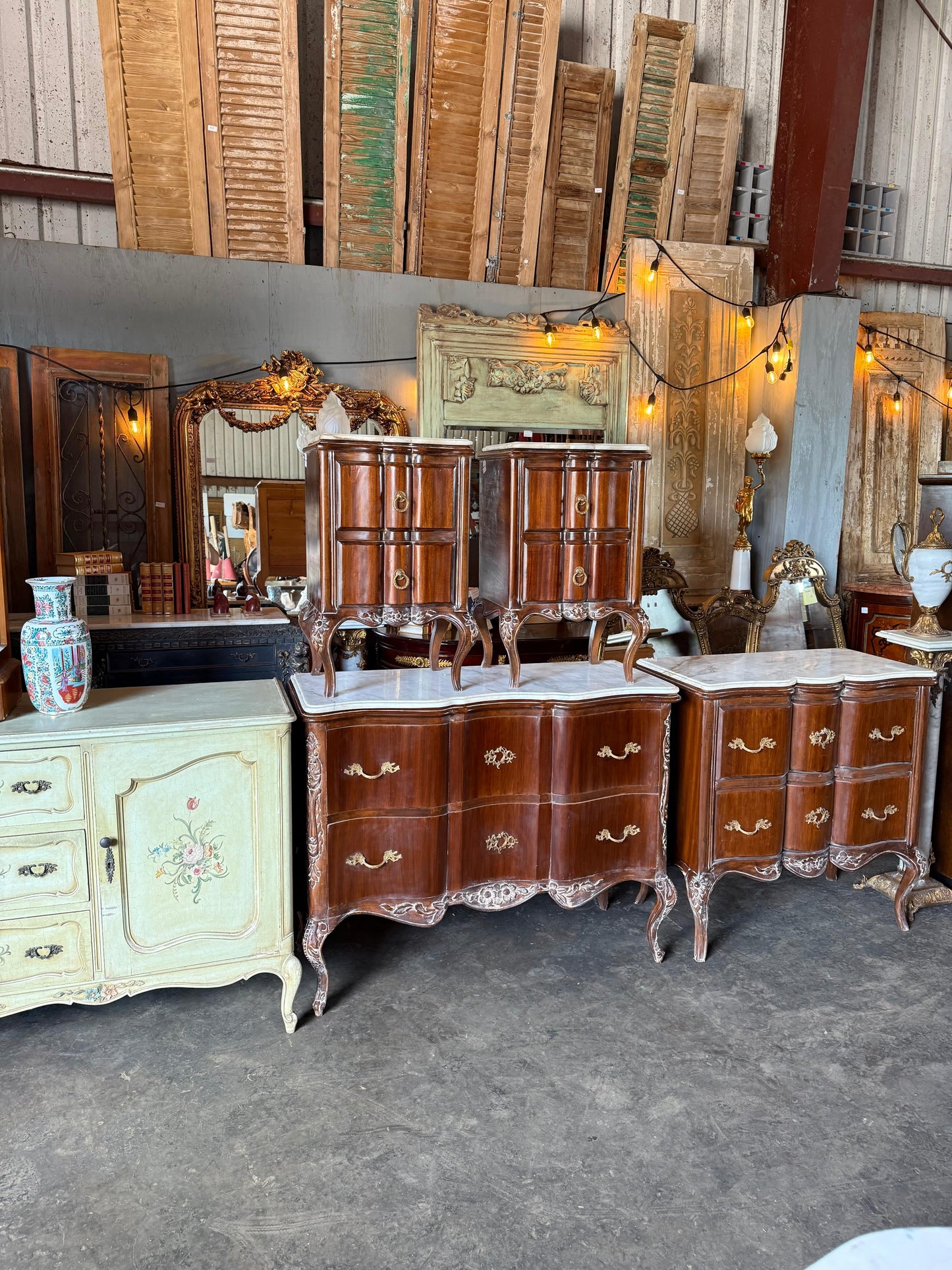 Pair of Marble Top Nightstands