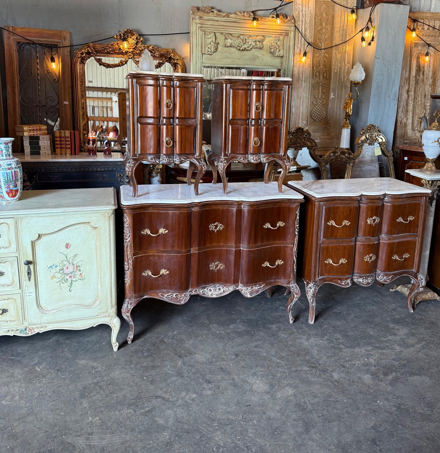 Pair of Marble Top Nightstands