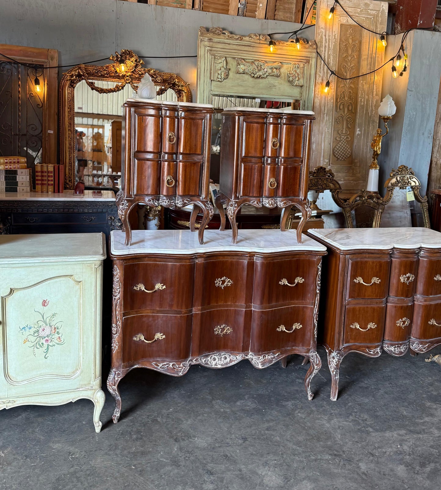 Pair of Marble Top Nightstands