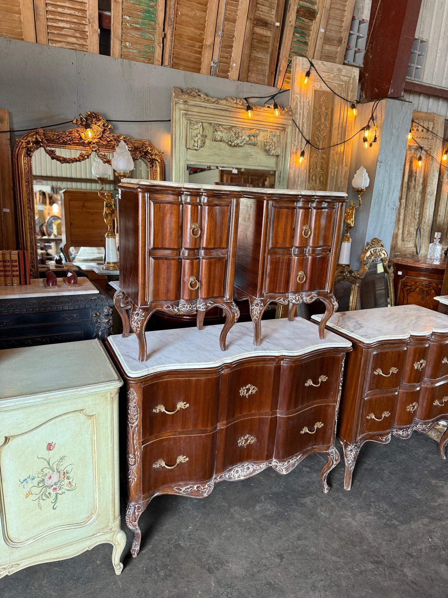 Pair of Marble Top Nightstands