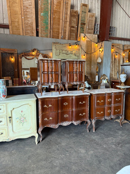 Pair of Marble Top Nightstands
